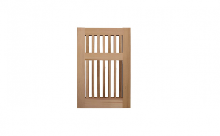 Based in Sebastapol, California Prowell Woodworks offers a variety of high-quality, attractive wooden garden gates made to order within a range of specifications. An open picket style, Garden Gate No. 40 constructed of western red cedar is available in widths up to 60 inches, thicknesses up to \2.\25 inches, and heights up to 7 feet. Base prices for Prowell gates range from \$\1,\250 to \$\2,050, depending on size and style.