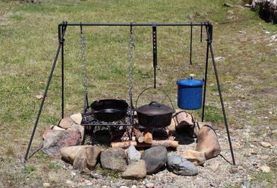 Hand Forged Campfire Dutch Oven Tripod Set - Blacksmith - Camp Grill