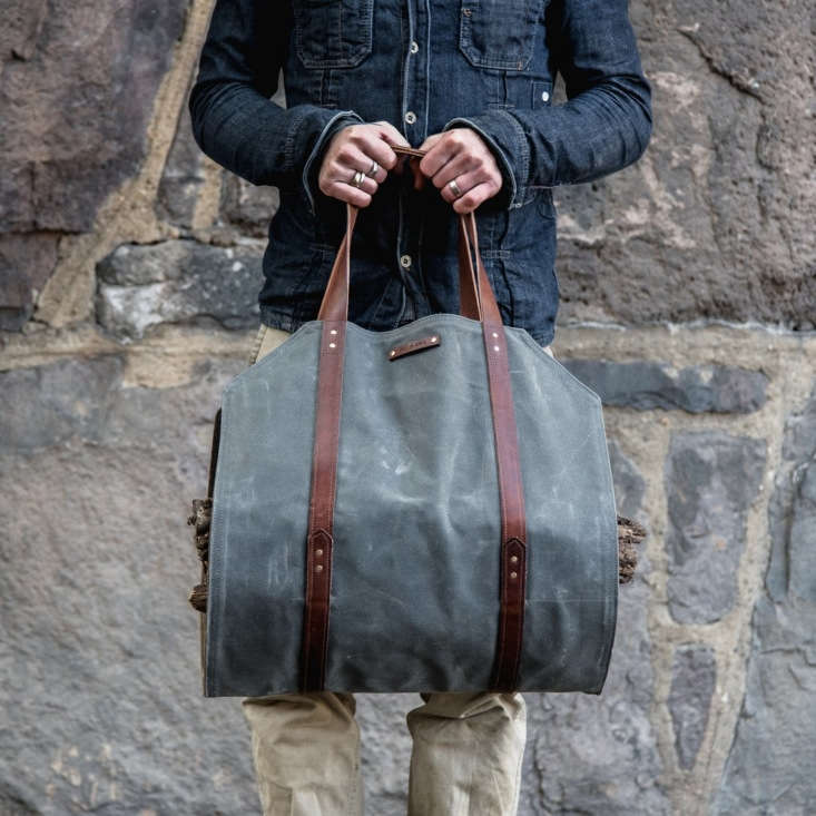 Waxed canvas firewood online carrier