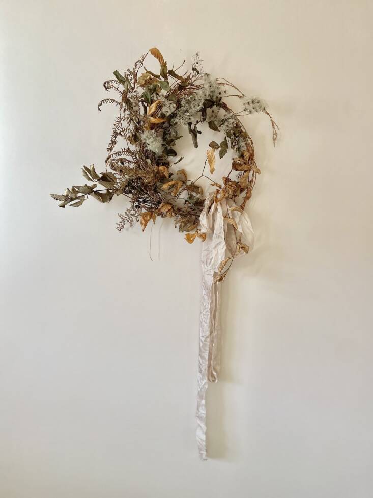 Dried Larkspur And Bear Grass Indoor Wreath