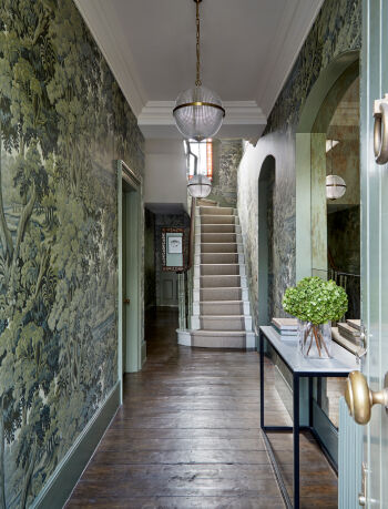 House of Hackney wallpaper hallway by Born & Bred Studio