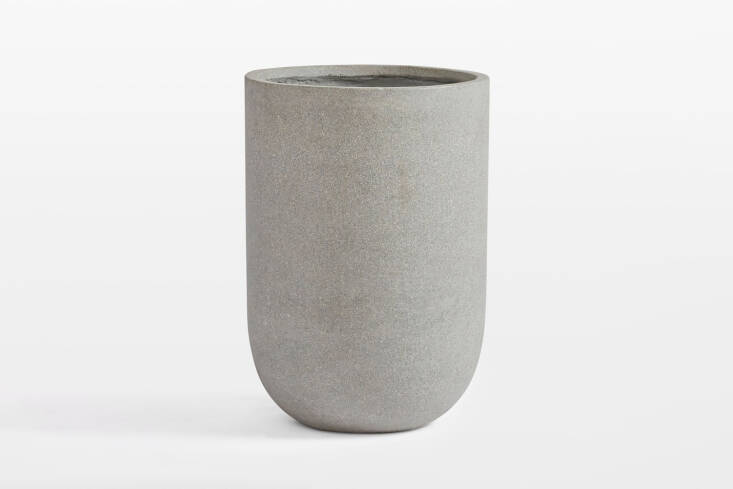 The Dell All Weather Planters in light grey start at \$89 from Rejuvenation.