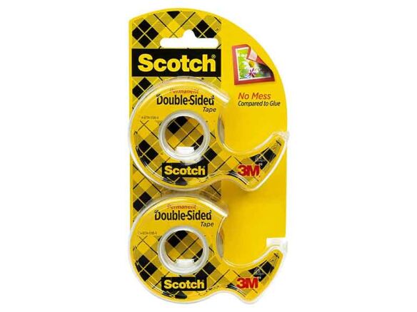 Scotch Double Sided Tape, 0.5 in. x 400 in., 2 Dispensers/Pack