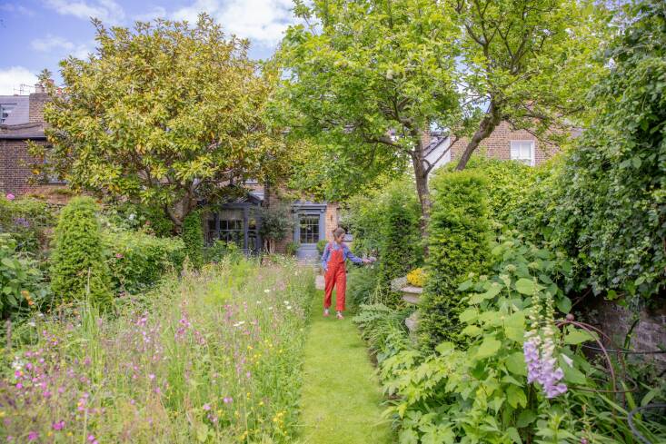 Mown grass paths flank the wildflower meadow in Butter&#8\2\17;s garden.